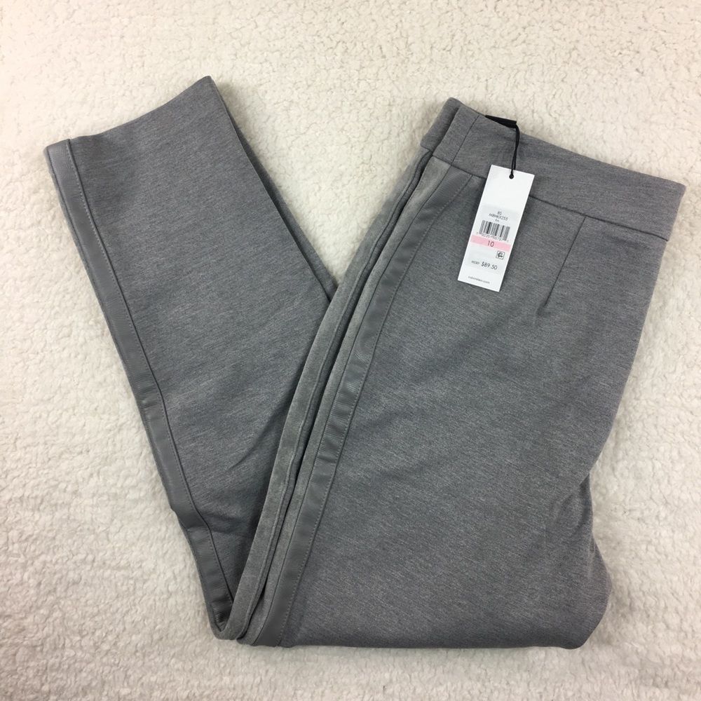 Calvin Klein Ankle Pants Faux Leather Stripe 10 - Picture 6 of 7